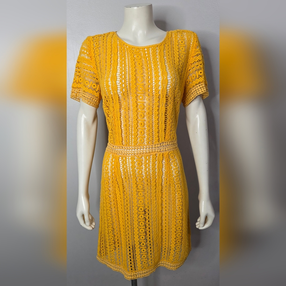 Michael Kors Yellow Crochet Lace Dress